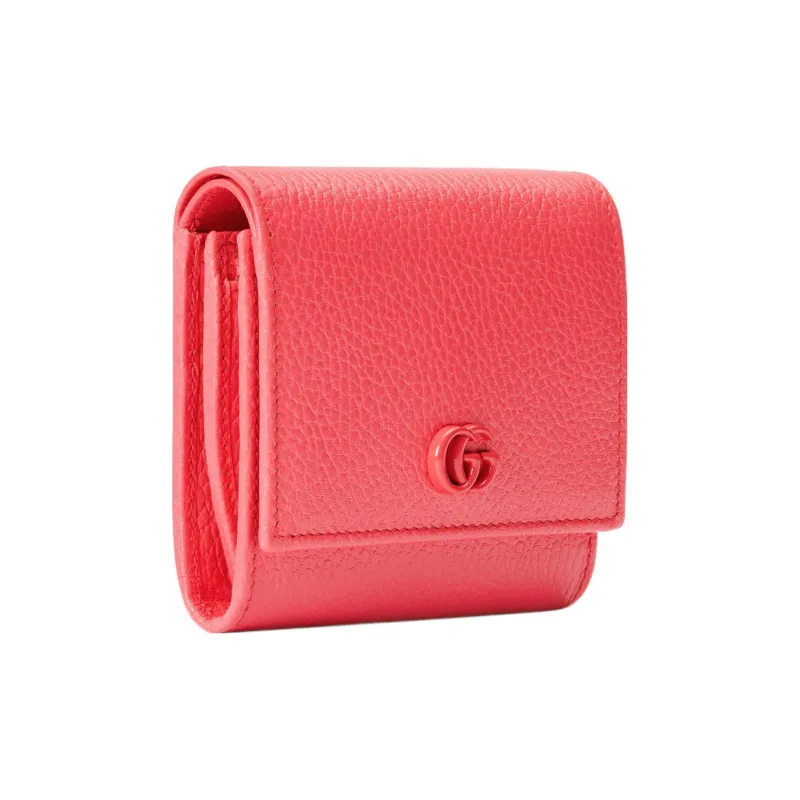 GUCCI GG Marmont Leather Wallet Medium Size Women's Coral Pink-1
