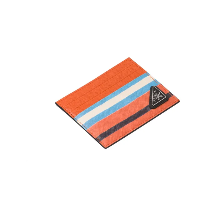 PRADA Leather Card Holder Men's Orange-2