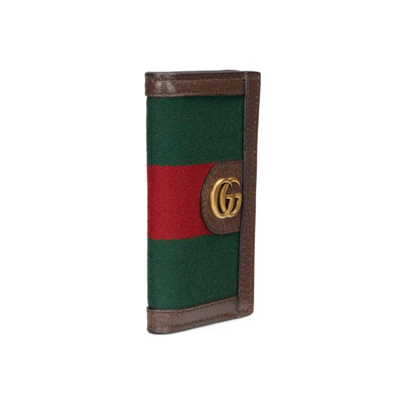 GUCCI Canvas With Leather Wallet Men's Brown/Green/Red-1