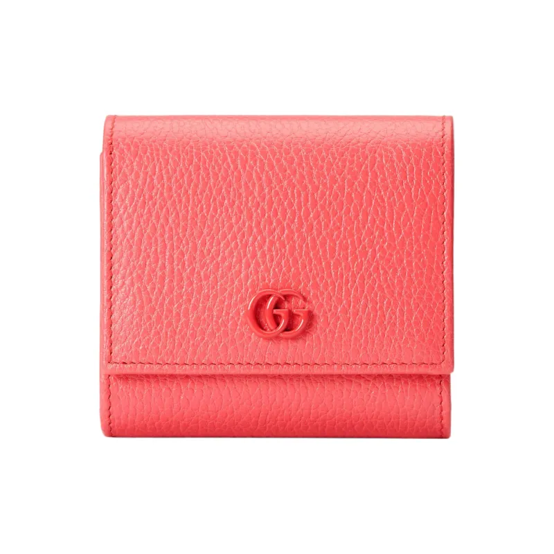 GUCCI GG Marmont Leather Wallet Medium Size Women's Coral Pink-0
