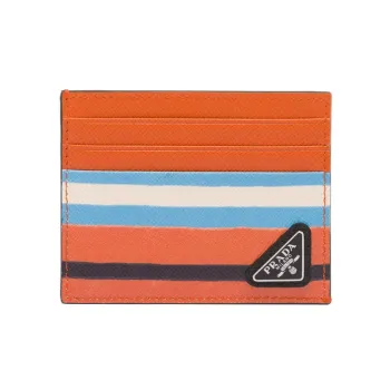 PRADA Leather Card Holder Men's Orange