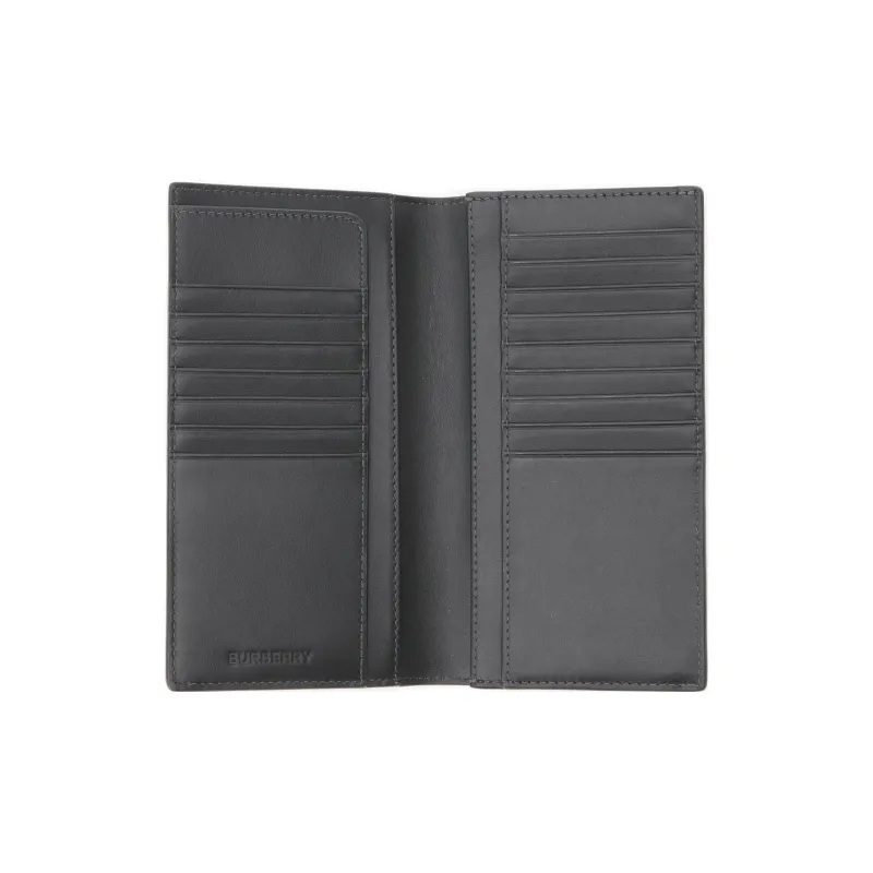 Burberry Cotton Canvas With Leather Card Clip Wallets Men's Charcoal Black-3