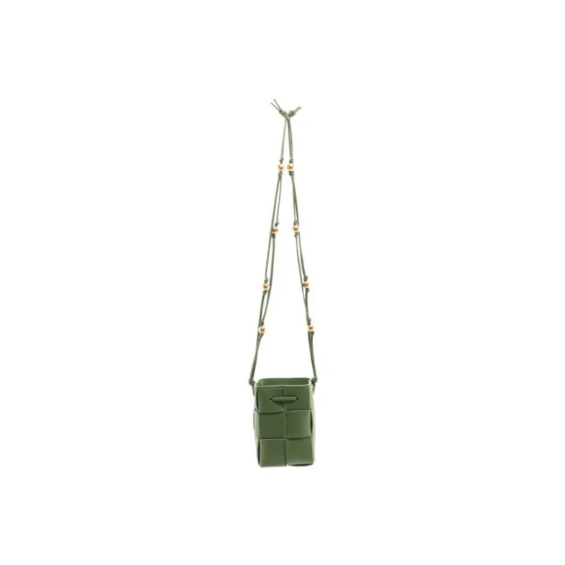 Bottega Veneta Leather Bucket Bag, Shoulder Bag, Crossbody Bag Women's Green-2