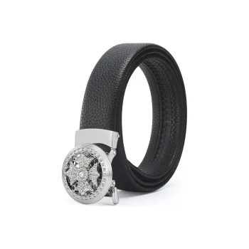 ALIEN BANG Cow Leather Leather Belts Men's Black 3.4CM