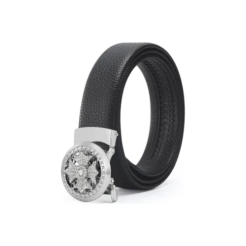 ALIEN BANG Cow Leather Leather Belts Men
s Black 3.4CM