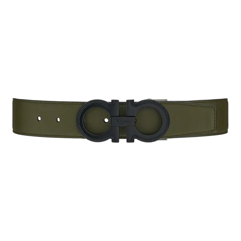 FERRAGAMO Casual Fashion Versatile Smooth Buckle Belt Men's Green Width: 3.5cm-1