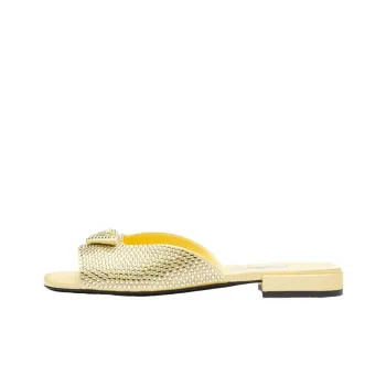 PRADA Crystal-embellished Satin Slides