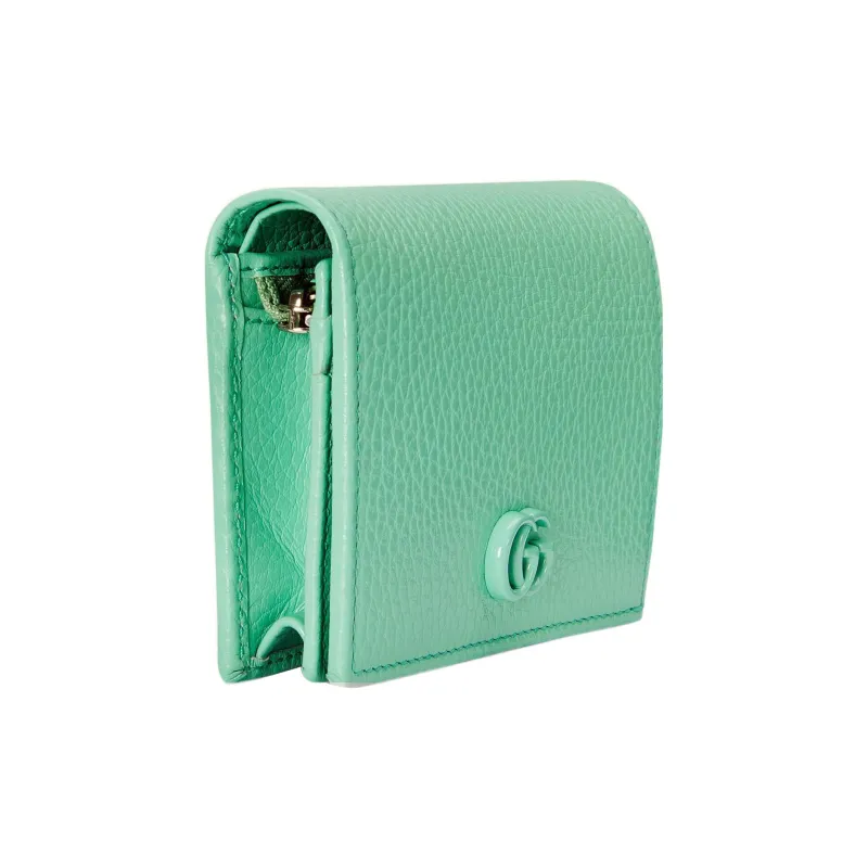 GUCCI GG Marmont Leather Wallets Card Holders Women's Mint Green-2