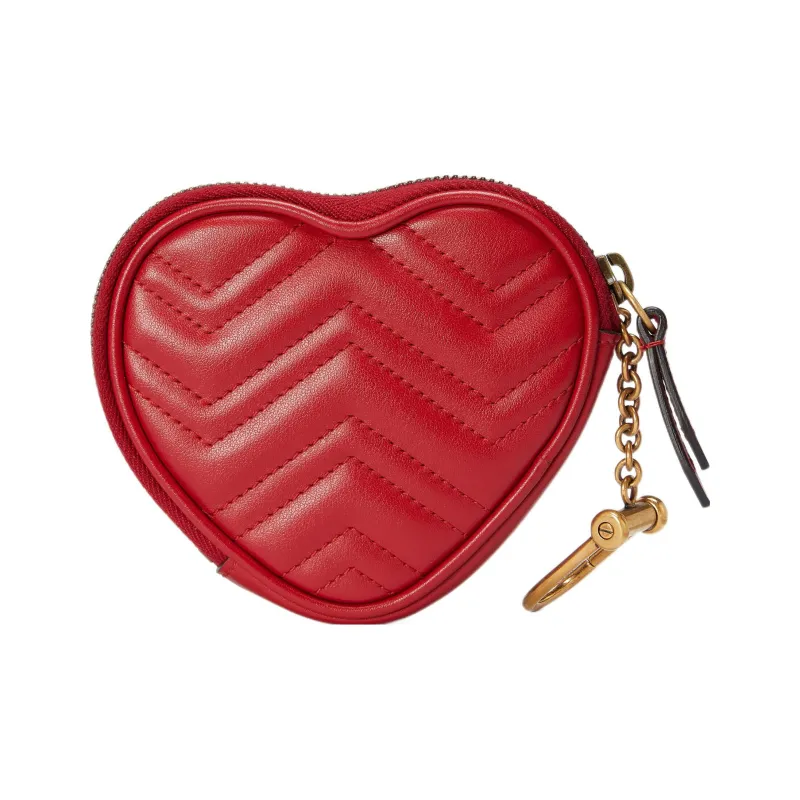 GUCCI Leather Coin Purse Women's Red-1