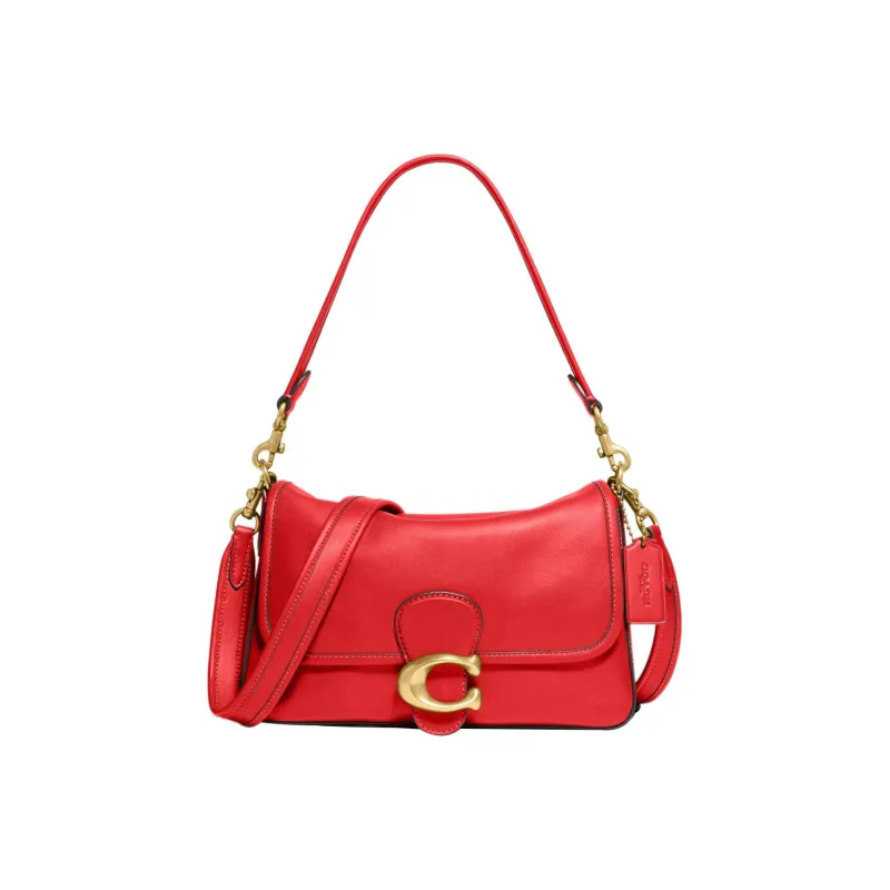 COACH Soft Tabby Leather Portable Crossbody Bag, Shoulder Bag Women's Red-0