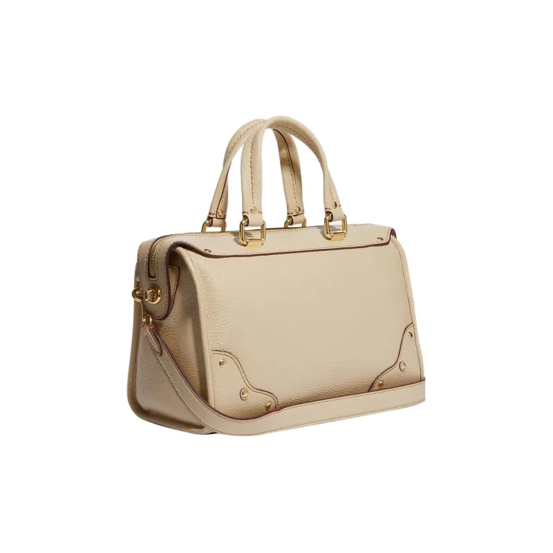 COACH Pebbled Leather Handbag Shoulder Bag Crossbody Bag Large Size Women's Ecru-1