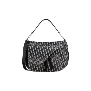 DIOR Saddle Leather Saddle Bag, Shoulder Bag, Crossbody Bag, Handbag Men's Beige And Black