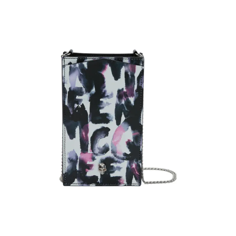 Alexander McQueen Printed Cow Leather One Shoulder Crossbody Cell Phone Pouch Women's Multicolor-0