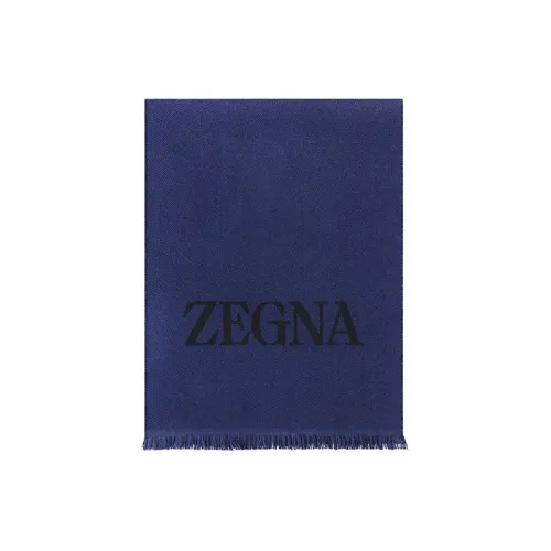 Zzegna logo-printed fringed scarf