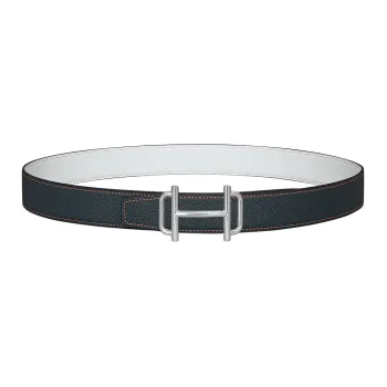 HERMES Royal Leather Belts Women's Dark Blue/White