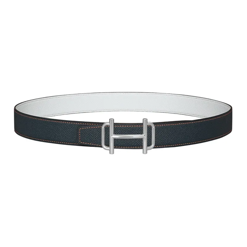 HERMES Royal Leather Belts Women's Dark Blue/White-0