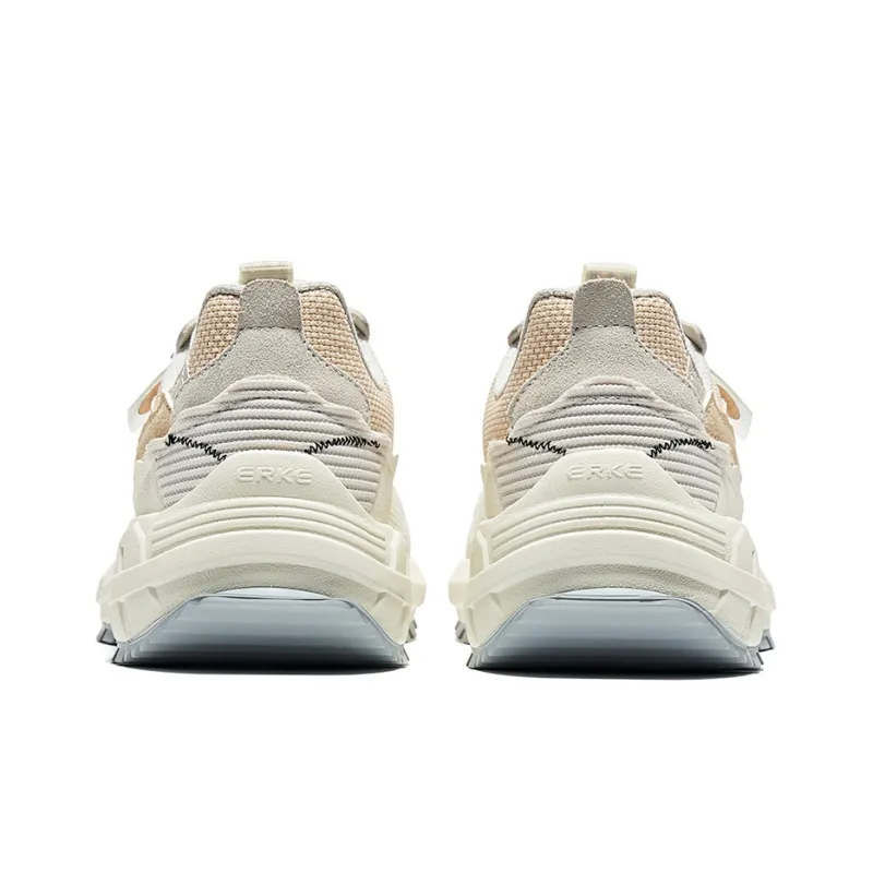 Erke Casual Shoes Women's Low Top Ivory White/Birch Wood-3