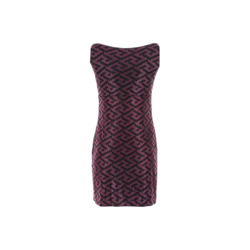 VERSACE VERSACE FW22 Sleeveless Dress Women's Black Purple-1