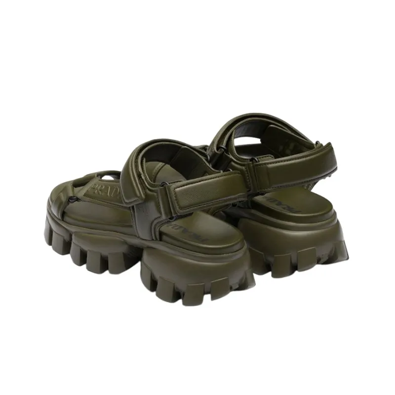 PRADA One Strap Sandals Women's Army Green-4