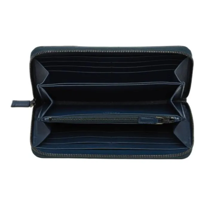 PRADA Cow Leather Wallet Men's Navy-3