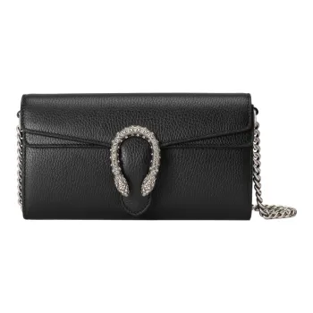 GUCCI Dionysus Leather Crossbody Bag Shoulder Bag Women's Black