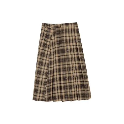 MS-Echo Casual Long Skirts Women's Plaid