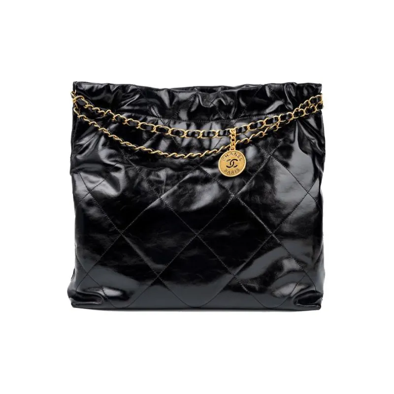 CHANEL Waxed Leather Cow Leather Tote Bag, Shopping Bag, Handbag, Shoulder Bag Women's Black-2