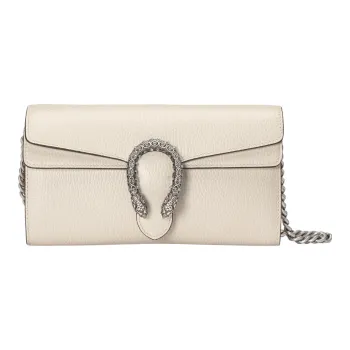 GUCCI Dionysus Leather Crossbody Bag Shoulder Bag Women's White