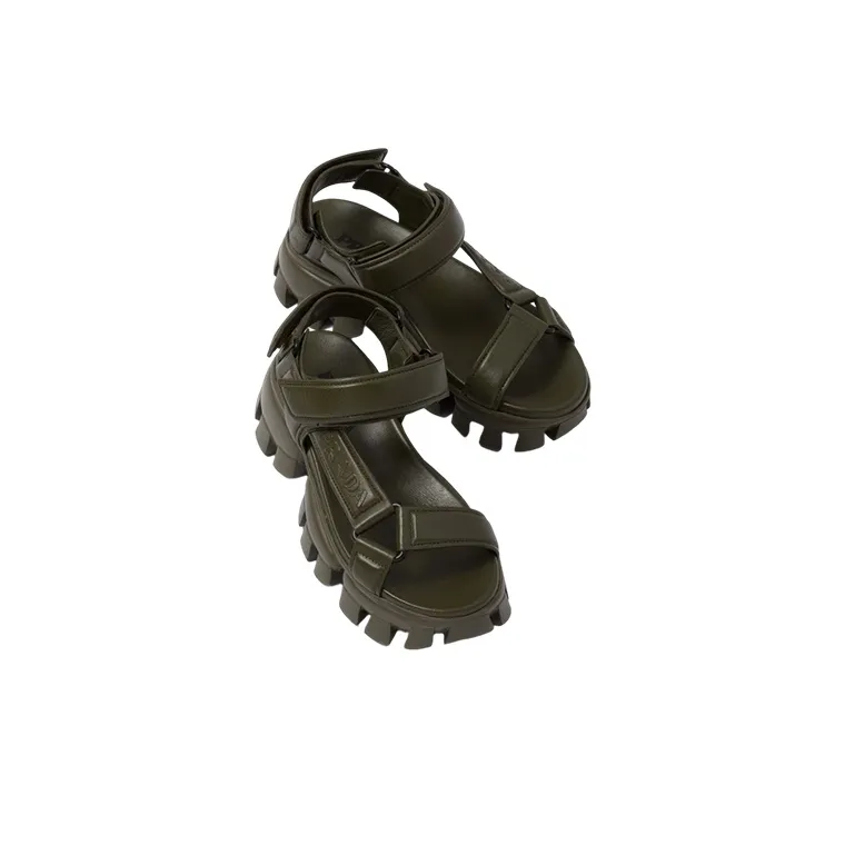 PRADA One Strap Sandals Women's Army Green-3