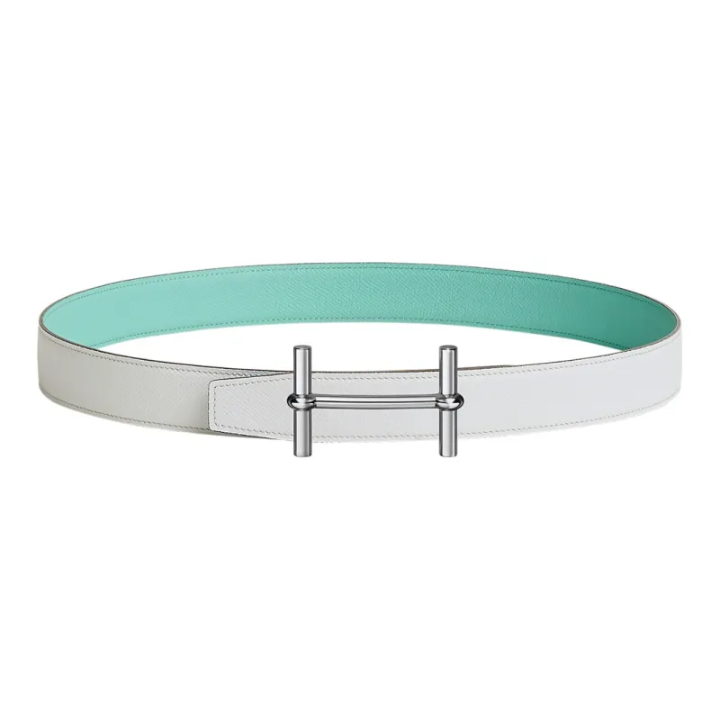 HERMES Leather Belts Women's White/Light Green-0