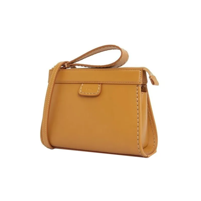 Chloe Calfskin Shoulder Bag, Crossbody Bag Regular Women's Brown-1