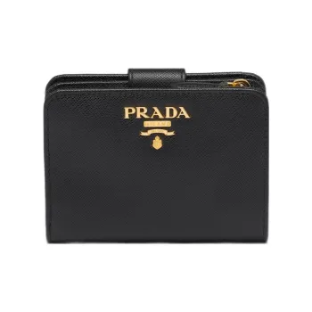 PRADA Leather Wallet Small Size Women's Black