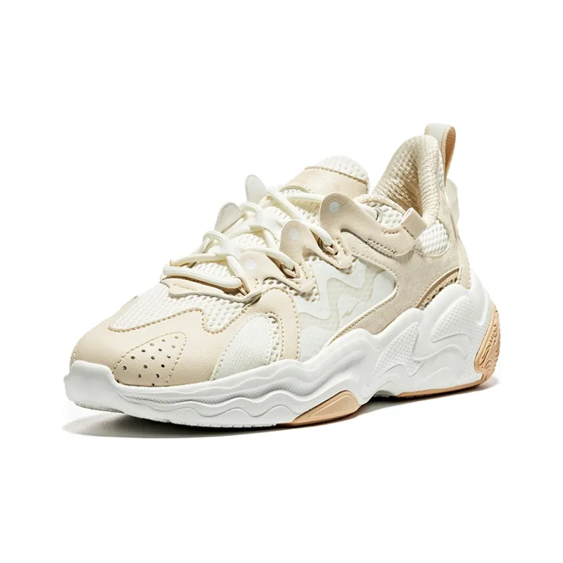 Erke Cushioning Anti-Slip And Wear-Resistant Low-Top Casual Shoes Women's Egg Cream Gray White-2