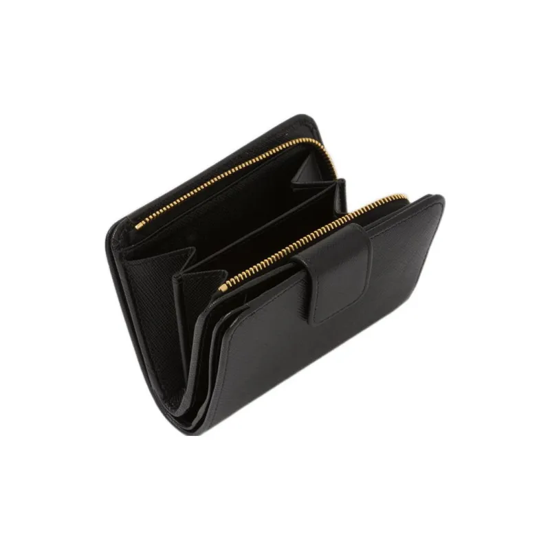 PRADA Leather Wallet Small Size Women's Black-2