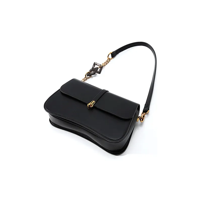 HAWA PU Shoulder Bag Small Square Bag Baguette Bag Crossbody Bag Shoulder Bag Medium Size Women's Black/Ecru/Apricot-2