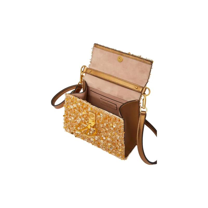Valentino VSLING 3D Embroidery Shoulder Bag Crossbody Bag Handbag Mini Women's Gold-5