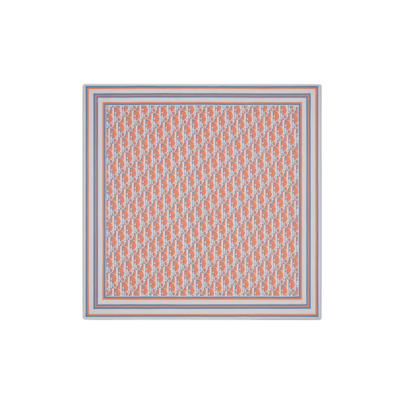 DIOR Silk Scarves Men Orange/Gray-0
