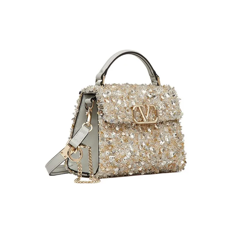 Valentino VSLING 3D Embroidery Shoulder Bag Crossbody Bag Handbag Mini Women's White-1