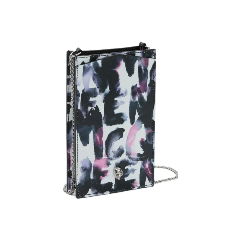 Alexander McQueen Printed Cow Leather One Shoulder Crossbody Cell Phone Pouch Women's Multicolor-1
