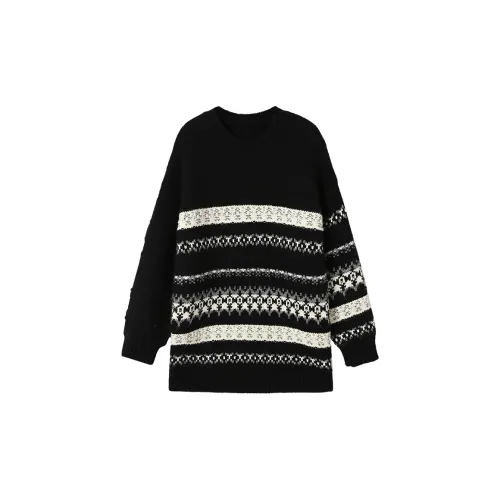 YESWOMEN Sweaters Women's Black Fair Isle