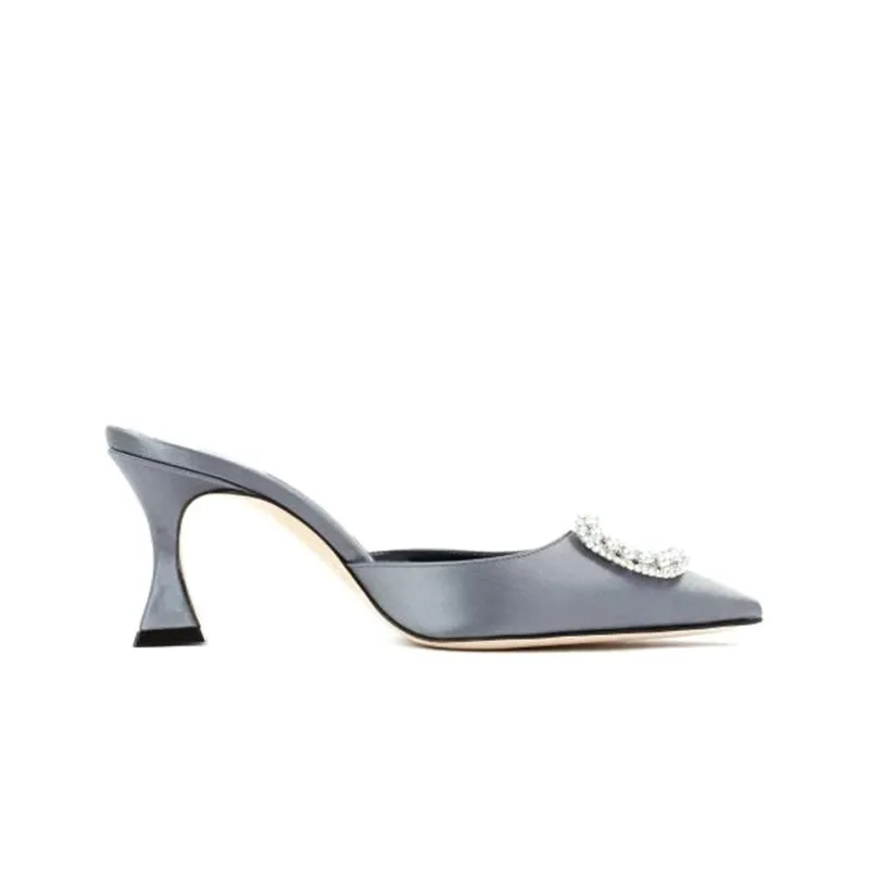MANOLO BLAHNIK Closed Toe Slippers Women's Gray-1