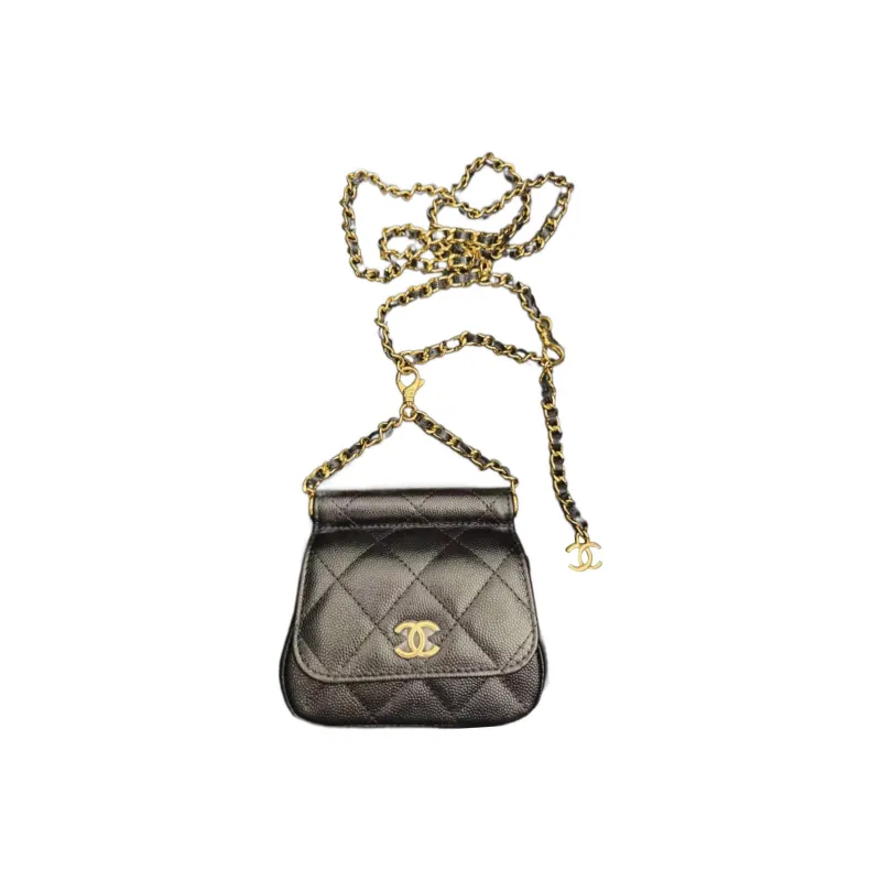 CHANEL 22K Autumn And Winter Caviar Calfskin Fanny Pack Women's Black-0