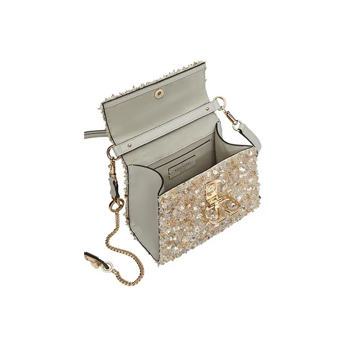 Valentino VSLING 3D Embroidery Shoulder Bag Crossbody Bag Handbag Mini Women's White-5
