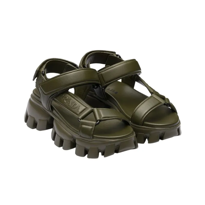 PRADA One Strap Sandals Women's Army Green-2