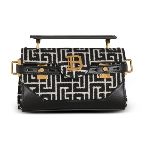 BALMAIN B BUZZ Cow Leather Handbag, Shoulder Bag, Crossbody Bag Women's Black