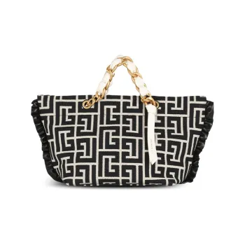 BALMAIN 1945 Jacquard One Shoulder Handbags Women's Black