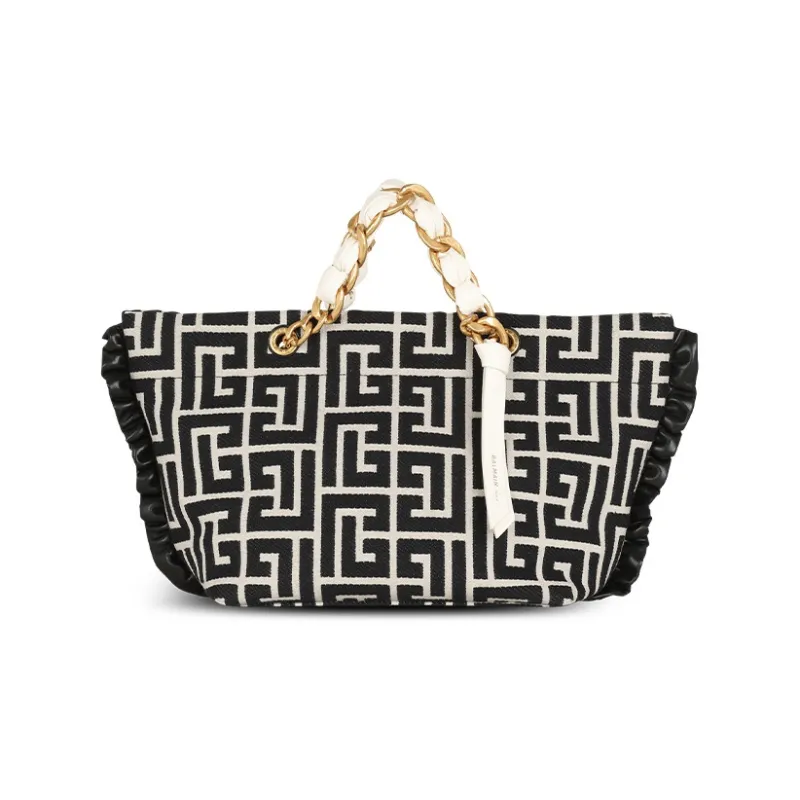 BALMAIN 1945 Jacquard One Shoulder Handbags Women's Black-0