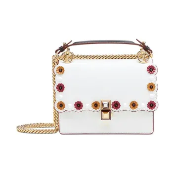 FENDI Kan I Cow Leather Crossbody Bag Shoulder Bag Small Size Women's White