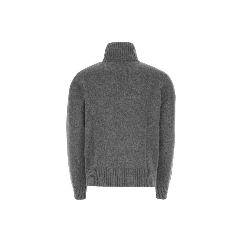 AMIPARIS Tonal Small A Heart Cotton Knit Crewneck-1