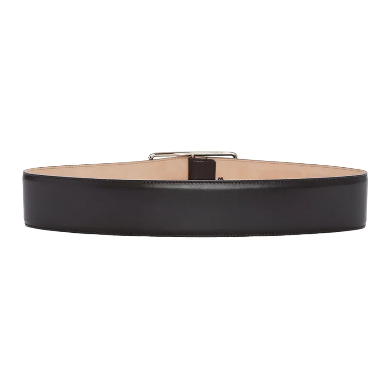 Alexander McQueen Wide Leather Belt Silver tone-1